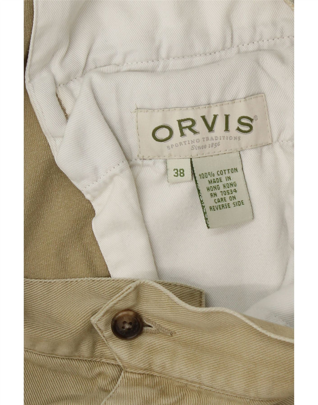 Shorts cargo masculino Orvis W38 XL algodão cáqui