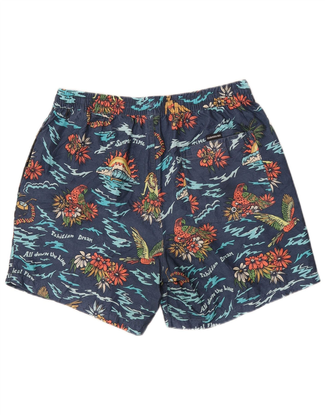 Shorts de natação masculino Quiksilver médio azul marinho floral poliéster