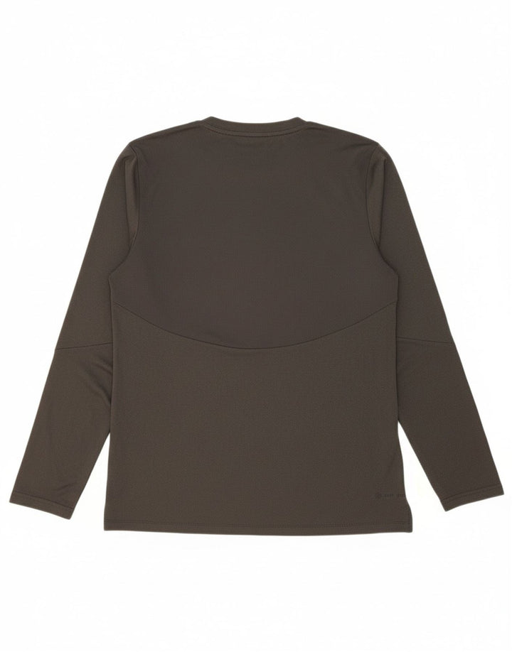 ADIDAS Mens Zip Neck Top Manga Longa Pequeno Algodão Cinza