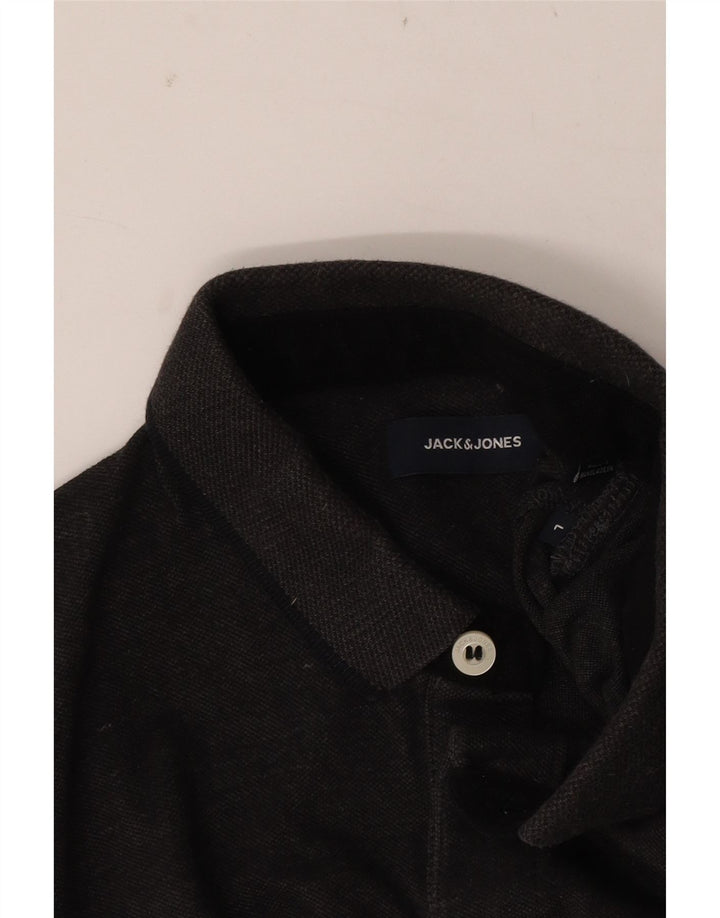 Camisa polo masculina Jack & Jones grande cinza