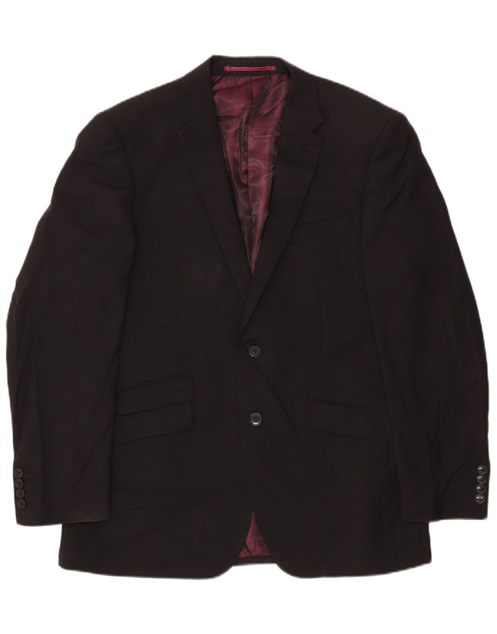 Jaqueta blazer masculina Marks & Spencer Autograph 2 botões Reino Unido 40 grande preta