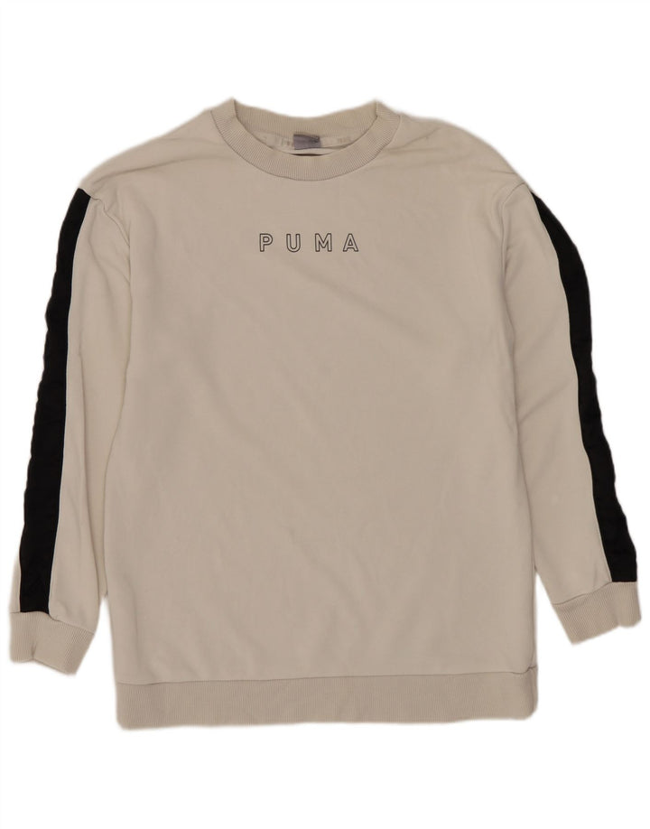 PUMA Mens Graphic Moletom Jumper XS Branco Colorblock Algodão