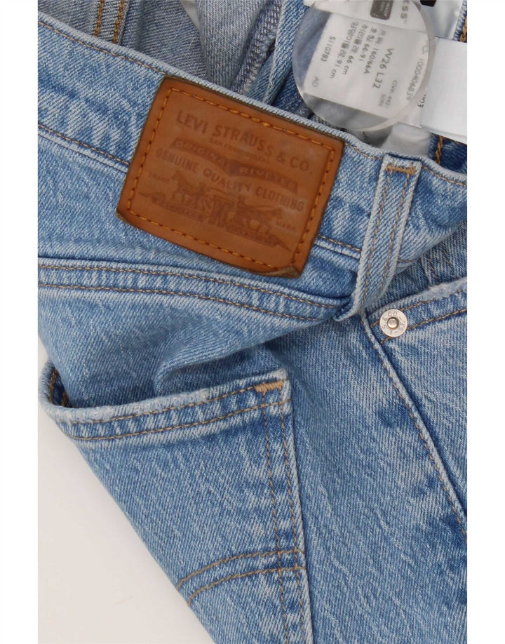 Calça jeans feminina Levi's com cintura alta e cintura alta W26 L27 algodão azul