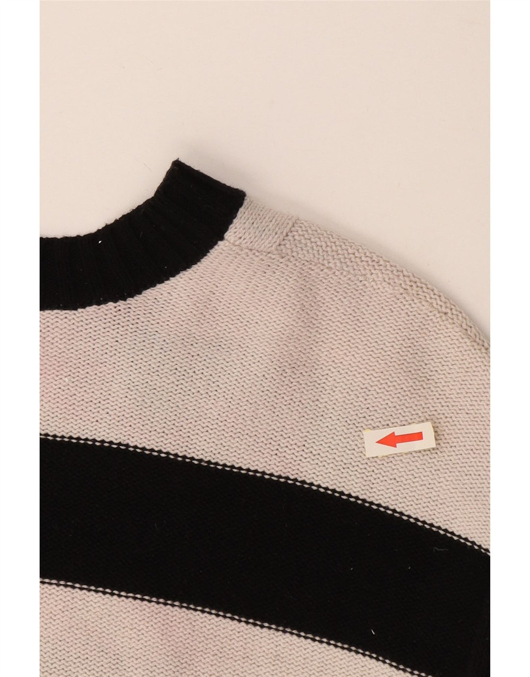 Suéter feminino grande com decote em V CHAPS Reino Unido 10 listrado preto pequeno