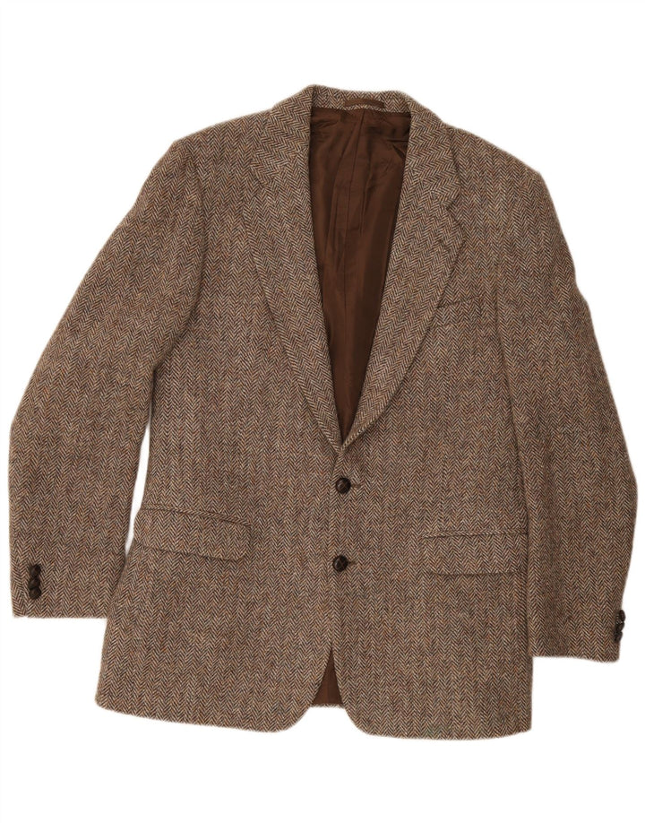 Jaqueta Harris Tweed masculina St. Michael Blazer Reino Unido 40 grande espinha de peixe marrom