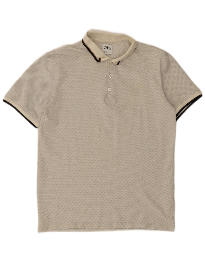 Camisa polo masculina ZARA pequena algodão cinza