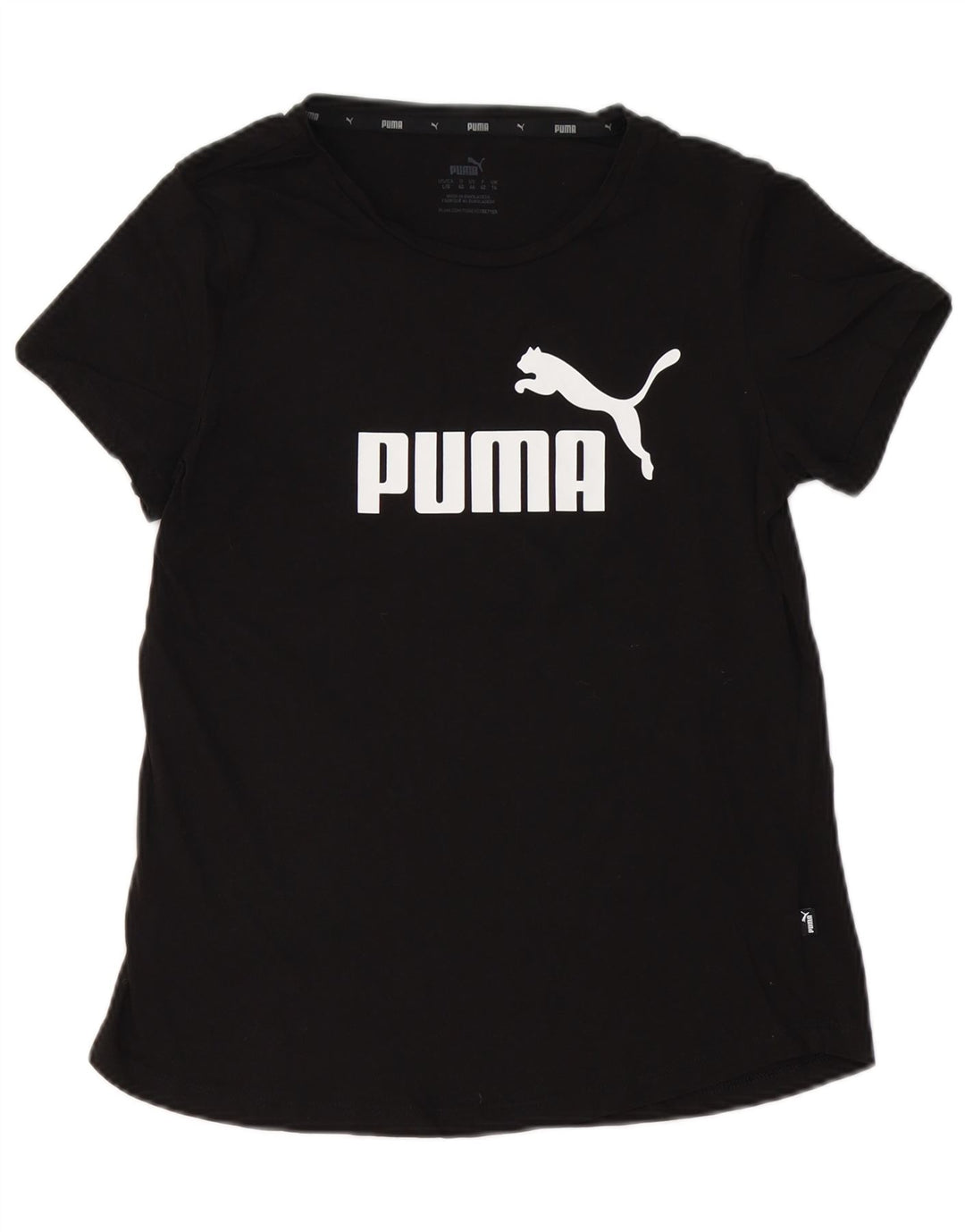 Camiseta feminina PUMA com estampa gráfica UK 14 grande algodão preto