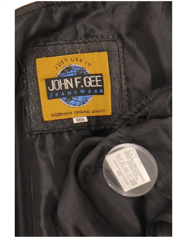 Colete de couro masculino John F Gee couro preto médio