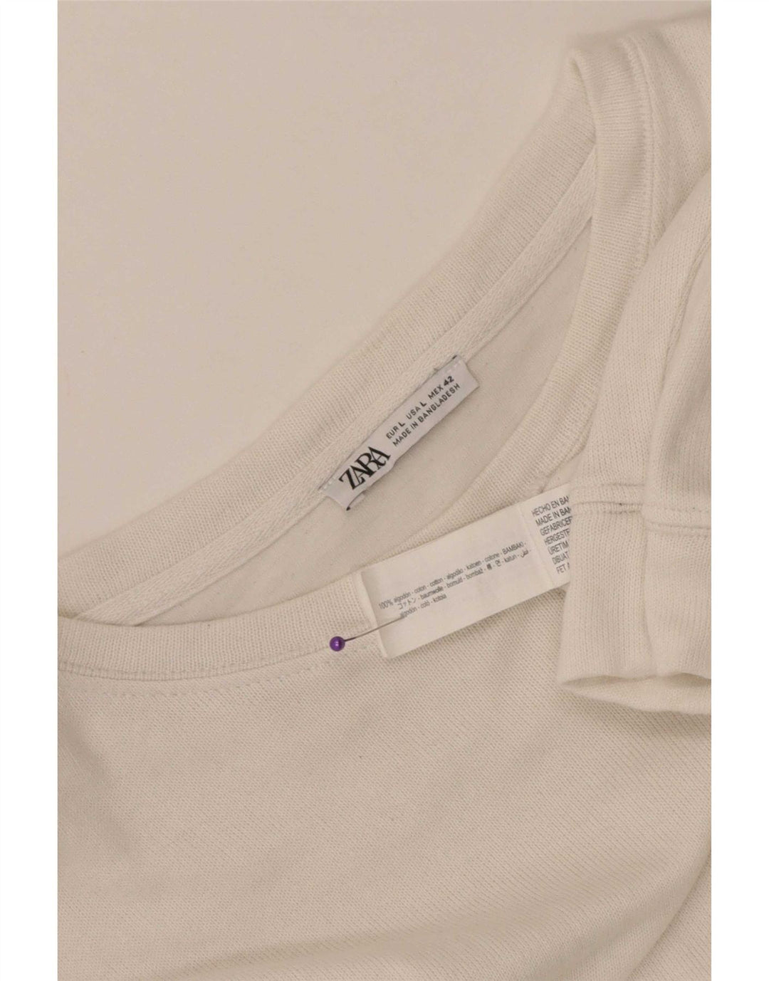 Zara Top masculino manga comprida grande algodão branco