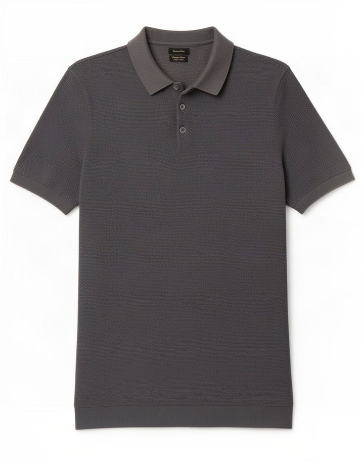 Camisa polo masculina Massimo Dutti algodão cinza médio