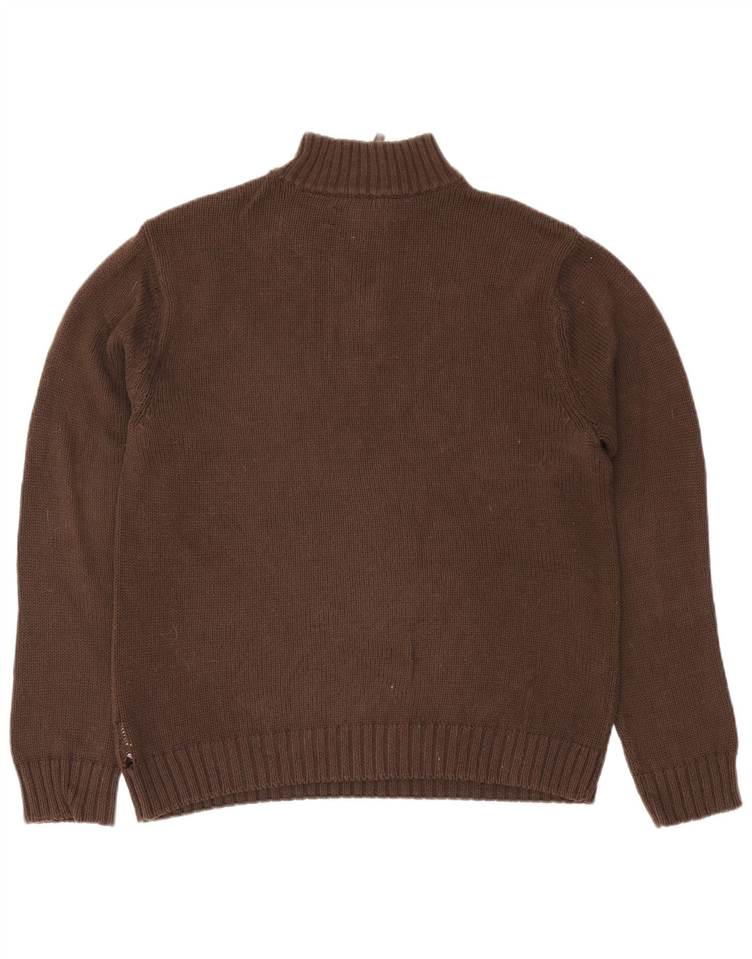Suéter masculino Chaps com gola e zíper, algodão marrom médio