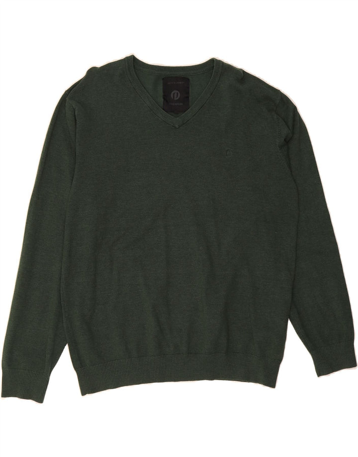 JACK & JONES Mens V-Neck Jumper Sweater XL Green Acrylic Vintage Jack & Jones and Second-Hand Jack & Jones from Messina Hembry 
