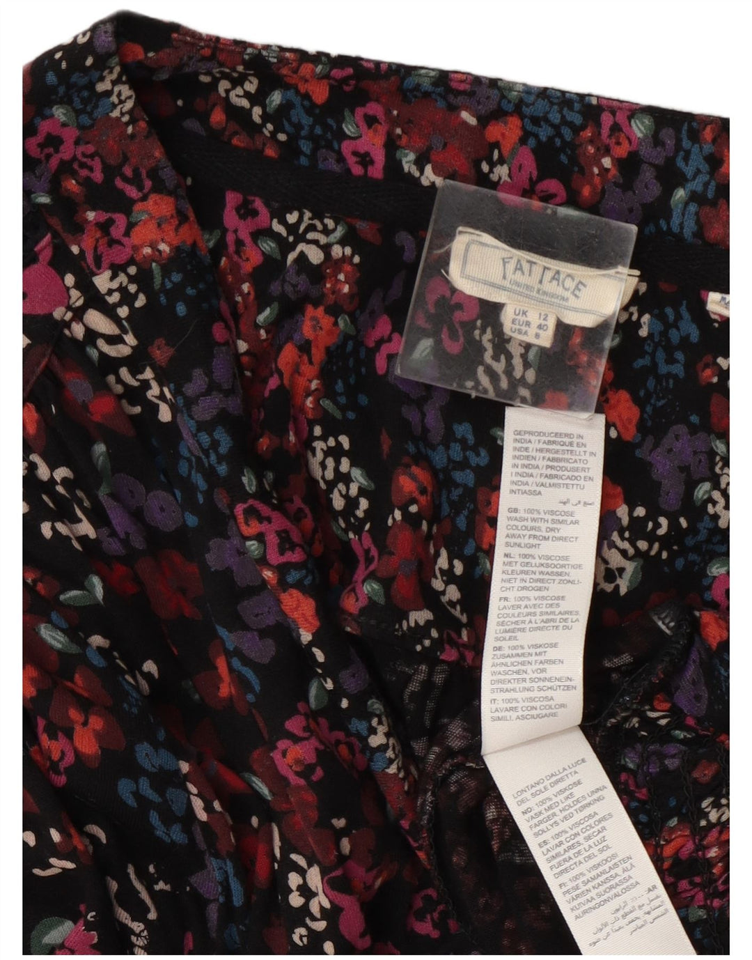 Blusa feminina de manga comprida Fat Face UK 12 floral multicolorido médio
