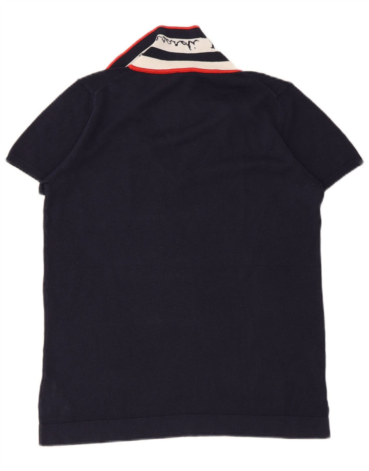 TRUSSARDI JEANS Suéter feminino com gola polo e gola alta Reino Unido 14 grande azul marinho