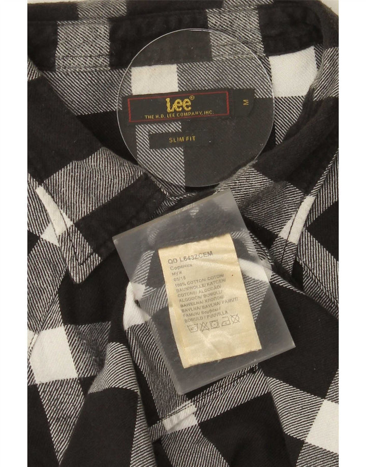 Camisa masculina Lee de flanela slim fit, algodão xadrez preto médio