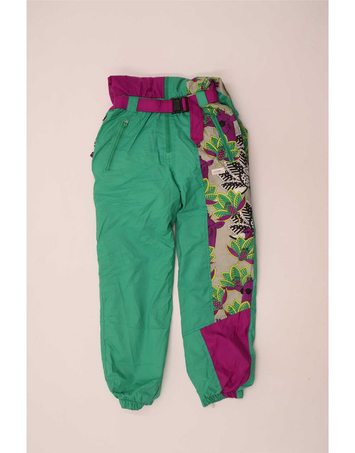 Macacão de esqui feminino vintage EU 38 Médio W28 L30 Colorblock multicolorido