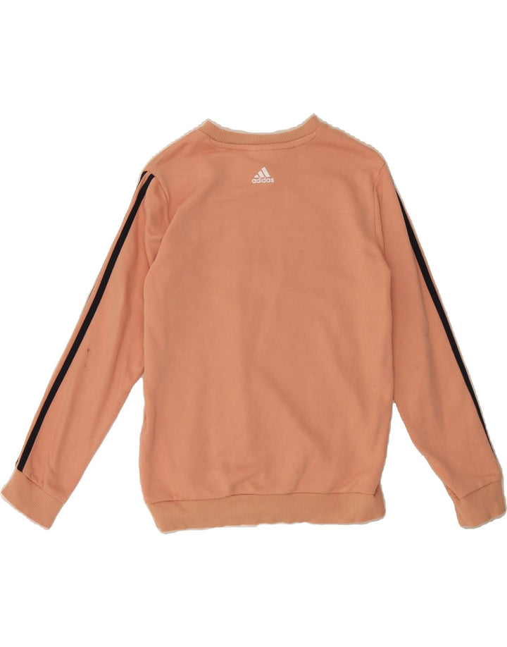 ADIDAS Girls Graphic Sweatshirt Jumper 11-12 Years Pink Cotton Vintage Adidas and Second-Hand Adidas from Messina Hembry 