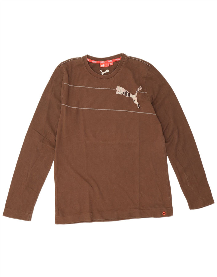 Puma Mens Top Manga Longa Médio Algodão Marrom