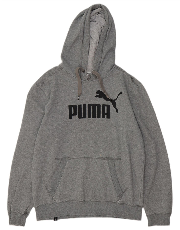 PUMA Mens Graphic Hoodie Jumper Médio Algodão Cinza
