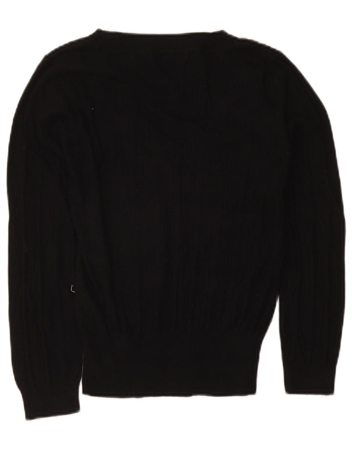 Suéter feminino Marks & Spencer com decote em V e gola V Reino Unido 12 médio preto