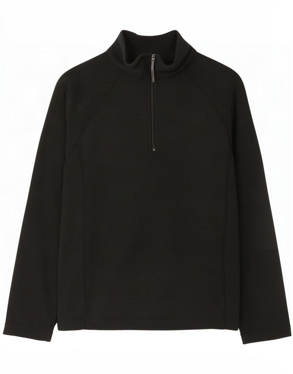 Suéter de lã feminino Berghaus com zíper e gola UK 14 grande poliéster preto