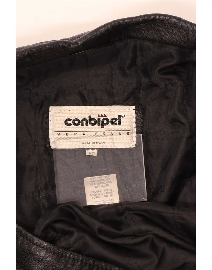 Casaco de couro masculino Conbipel IT 52 grande preto
