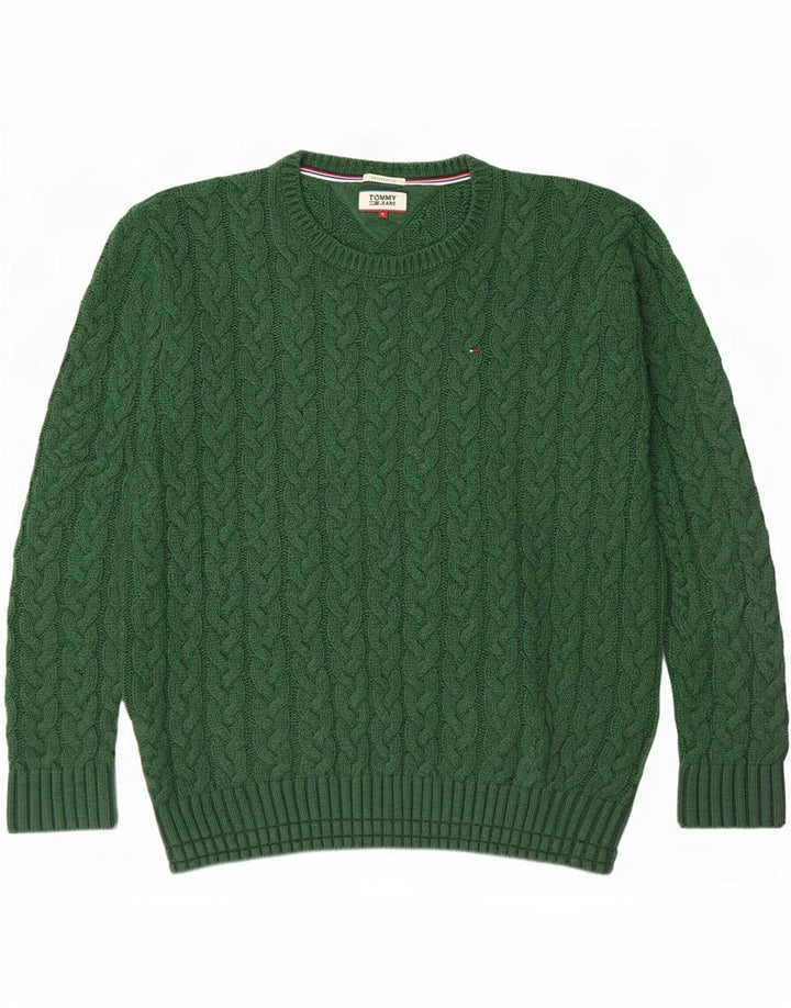 Suéter masculino Tommy Hilfiger Regular Fit com gola redonda, verde médio