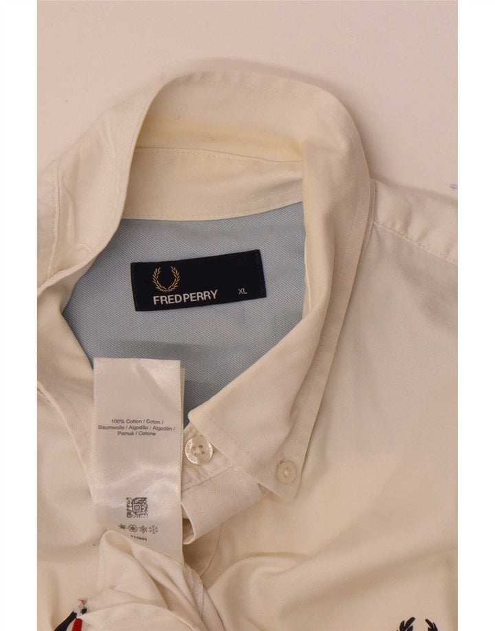Camisa masculina de manga curta Fred Perry XL algodão branco