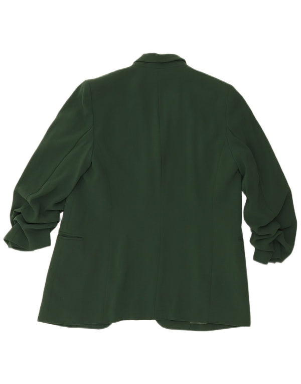 Jaqueta blazer feminina Marks & Spencer manga 3/4 aberta Reino Unido 12 verde médio