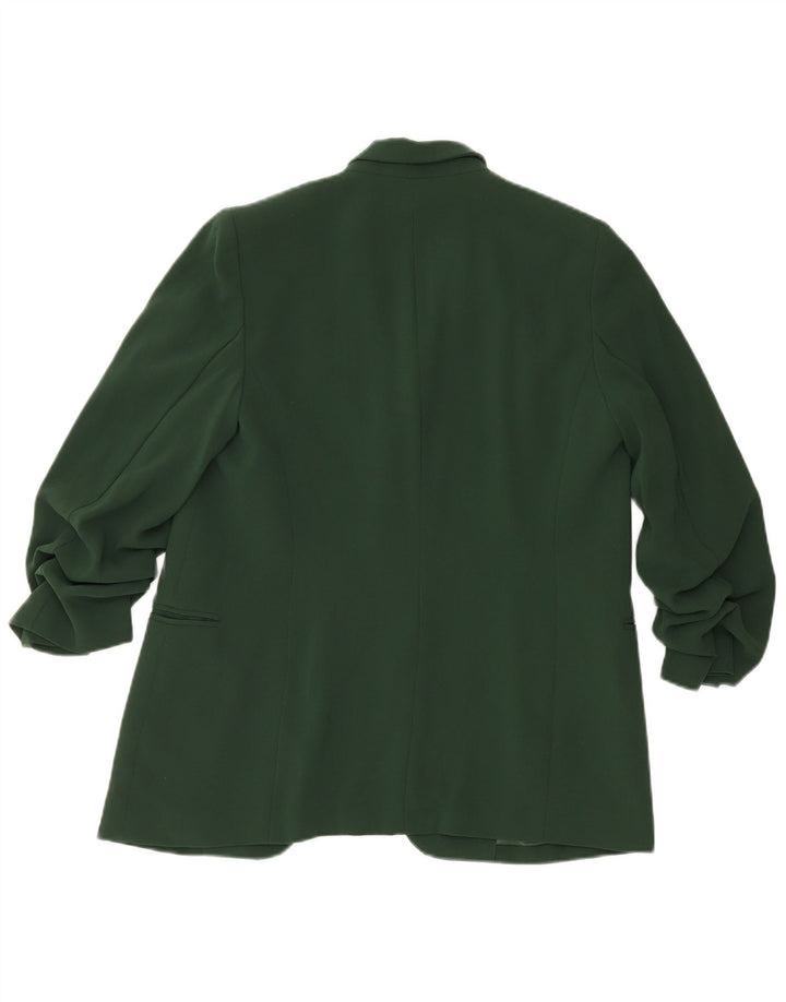 Jaqueta blazer feminina Marks & Spencer manga 3/4 aberta Reino Unido 12 verde médio