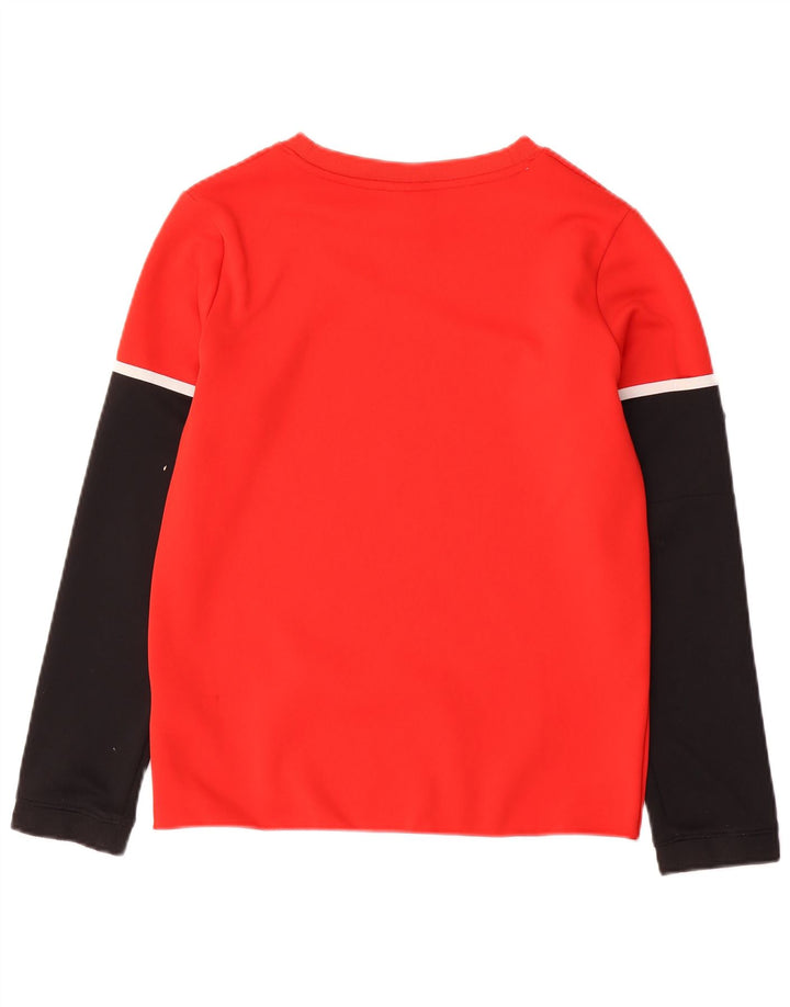 Top gráfico masculino NIKE manga comprida 12-13 anos grande bloco colorido vermelho