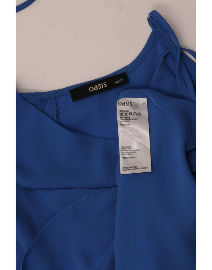 Top feminino Oasis Crop Cami UK 14 poliéster azul médio