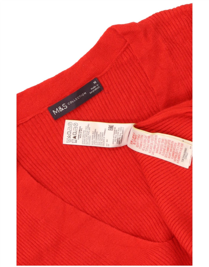 Suéter feminino MARKS & SPENCER com decote em V Reino Unido 16 grande viscose vermelha