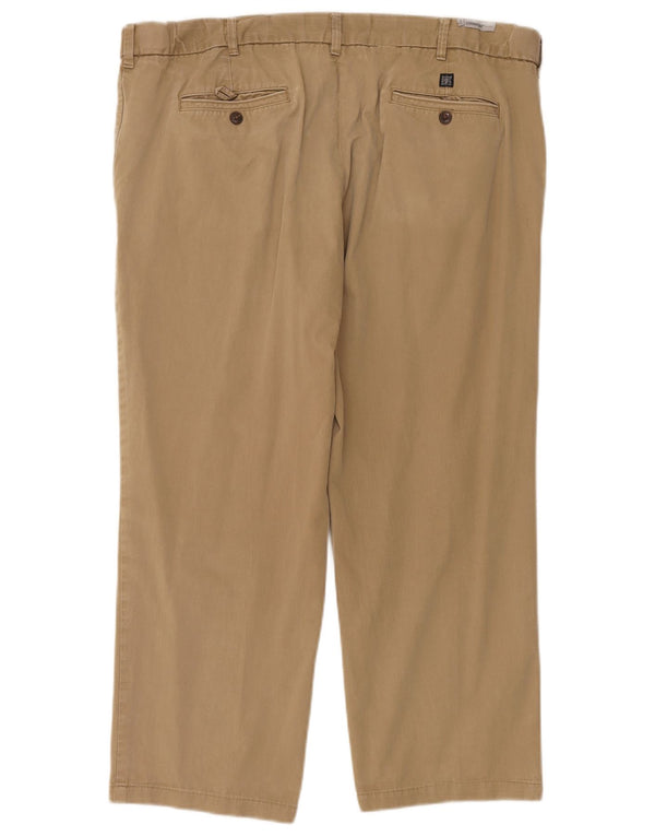 Marks & Spencer Mens Straight Chino Trousers W42 L26 Beige Cotton