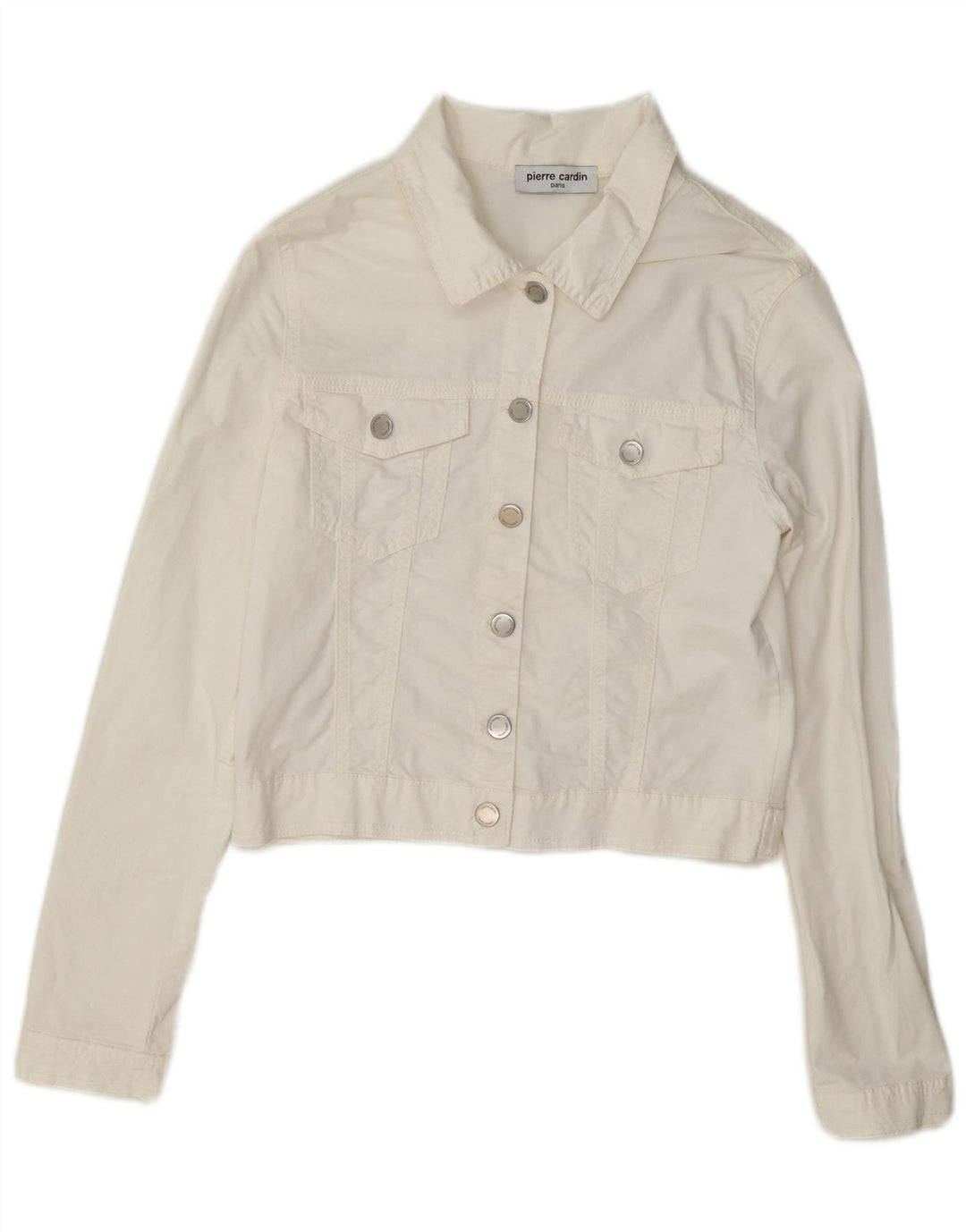 Jaqueta jeans feminina Pierre Cardin IT 44 algodão branco médio