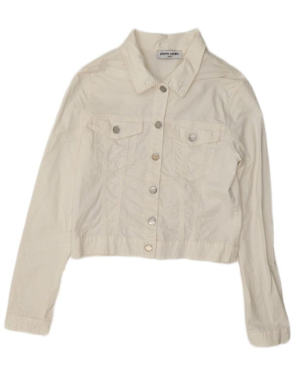 Jaqueta jeans feminina Pierre Cardin IT 44 algodão branco médio