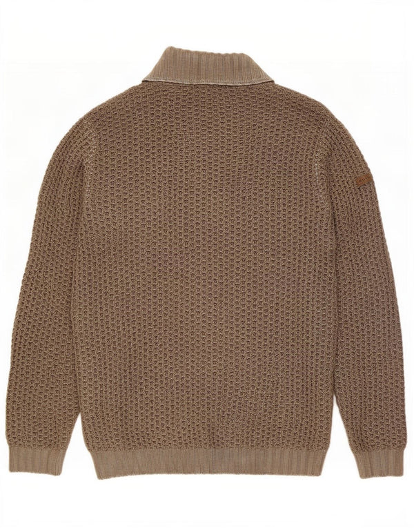 Trussardi Jeans Suéter masculino com gola tartaruga, grande lã cáqui