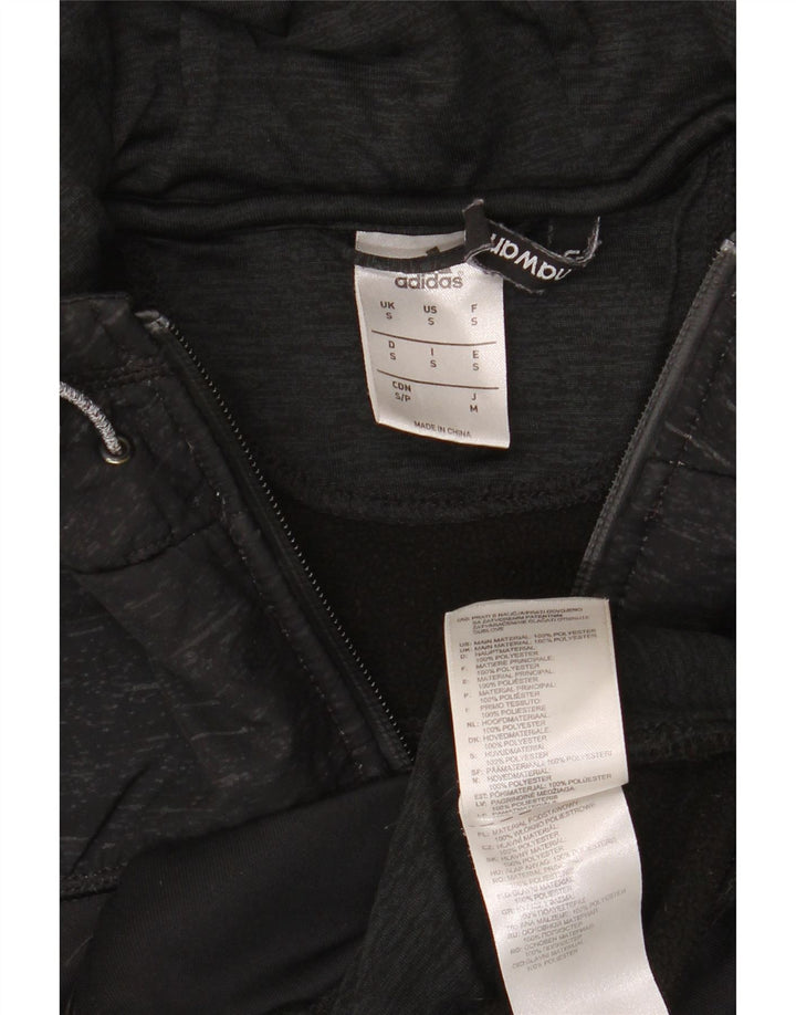 Adidas masculino zip moletom com capuz pequeno poliéster preto