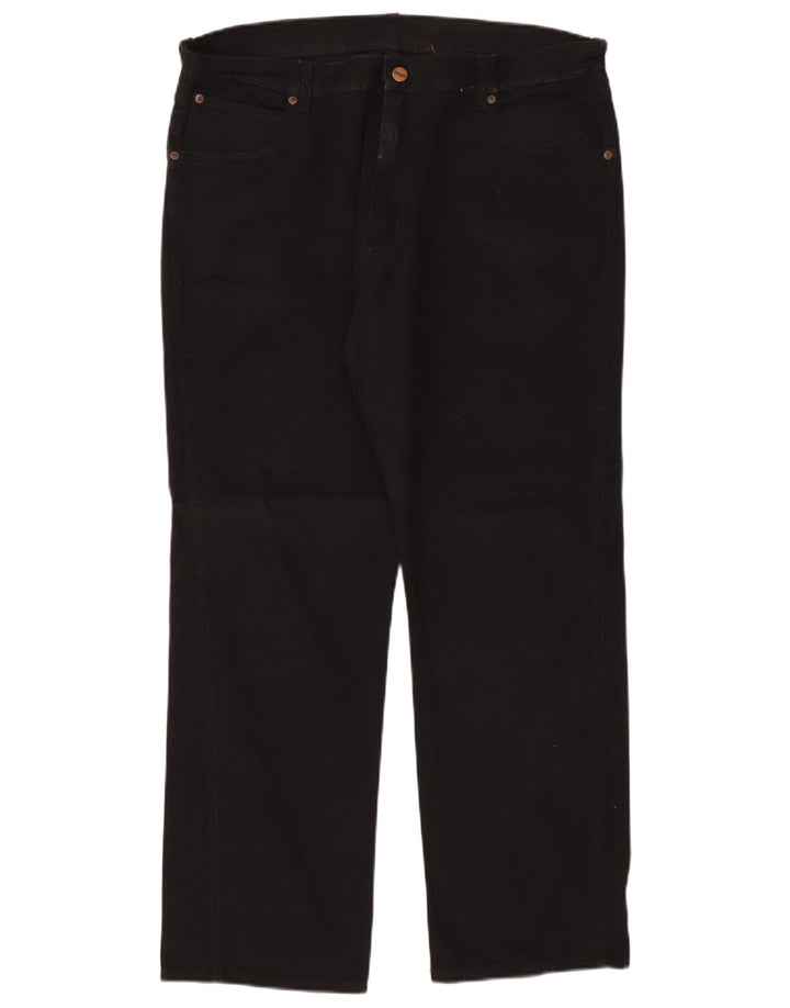 Wrangler Mens Regular Fit Straight Jeans W38 L30 Algodão Preto