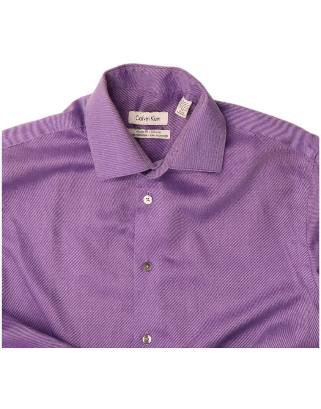 Camisa masculina Calvin Klein Classic Fit tamanho 15 algodão roxo médio