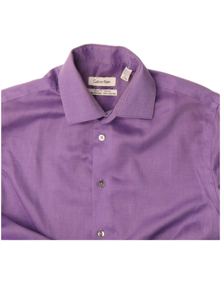 Camisa masculina Calvin Klein Classic Fit tamanho 15 algodão roxo médio