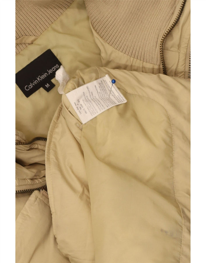 Jaqueta acolchoada feminina Calvin Klein Jeans UK 14 poliéster bege médio