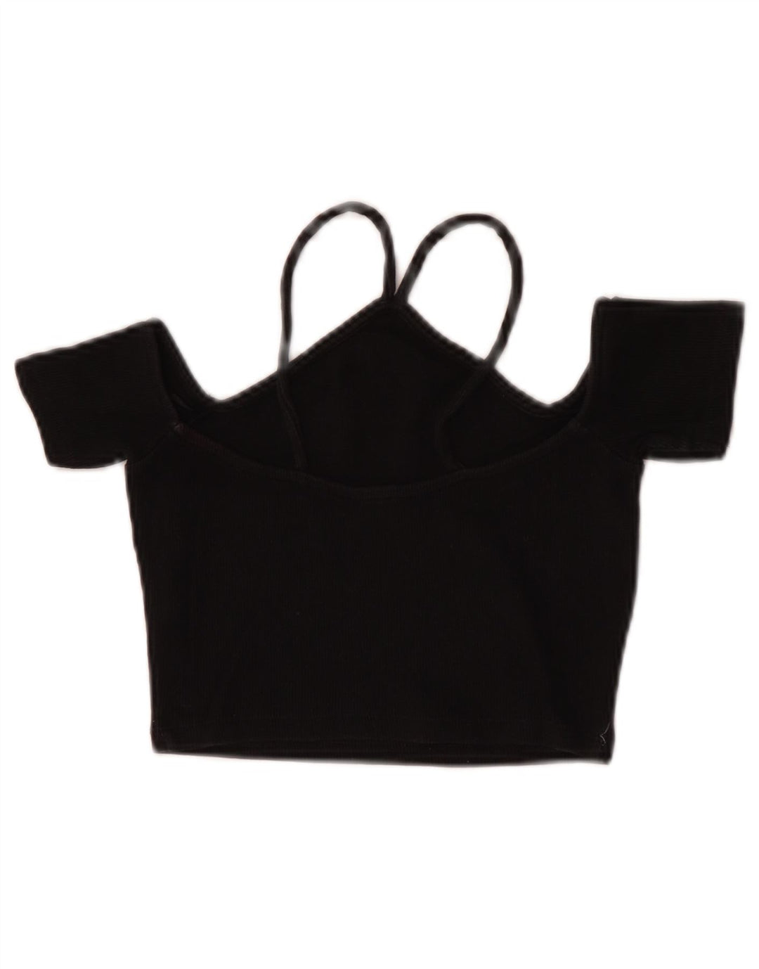 Zara Womens Crop Off Ombro Top Reino Unido 8 Pequeno Algodão Preto