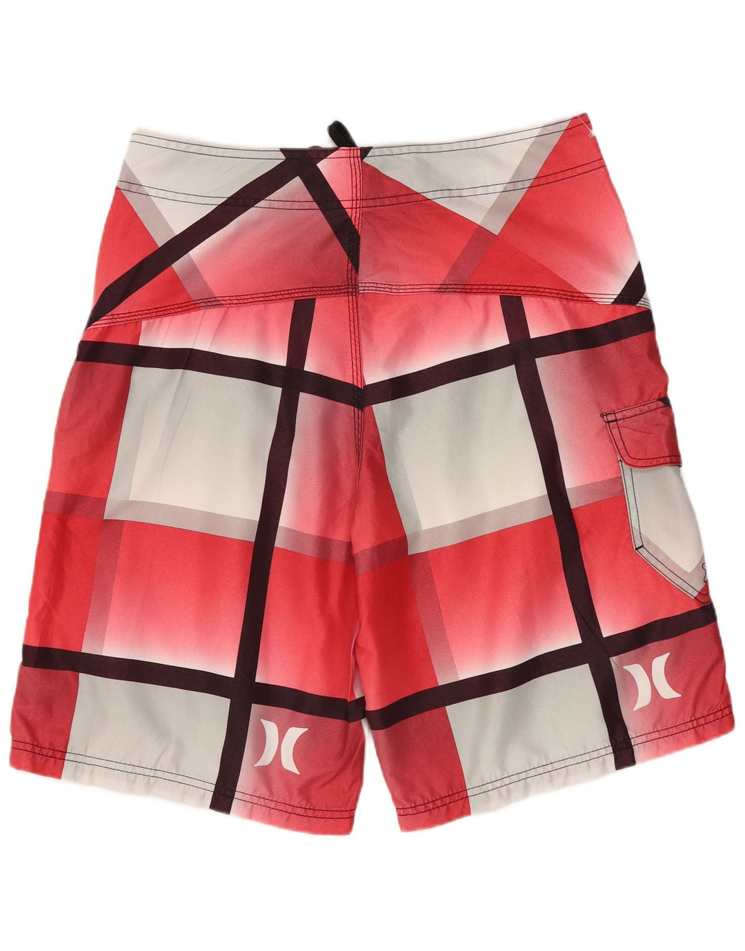 Shorts de natação masculino HURLEY poliéster xadrez médio vermelho