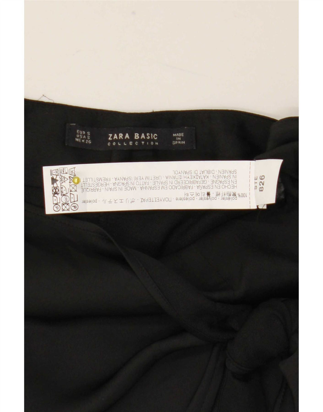 Calça feminina Zara com perna larga cortada pequena W28 L23 poliéster preto