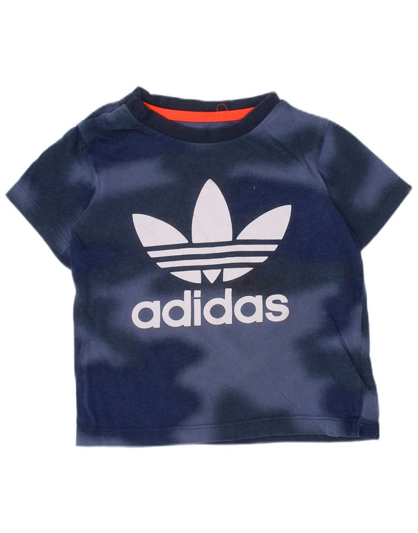 Camiseta gráfica Adidas para meninos 12-18 meses azul marinho tie-dye algodão