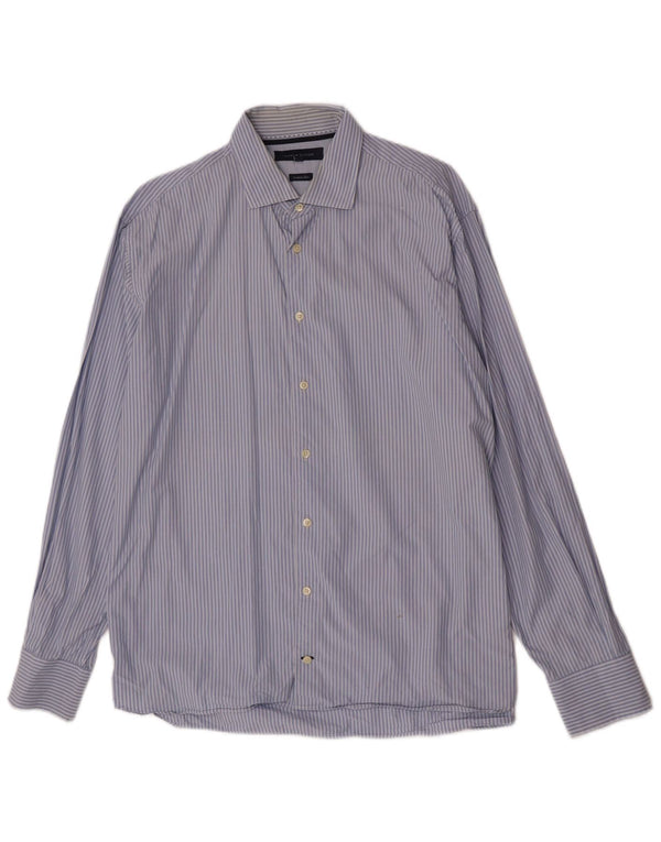 Camisa masculina Tommy Hilfiger Regular Fit XL algodão listrado azul