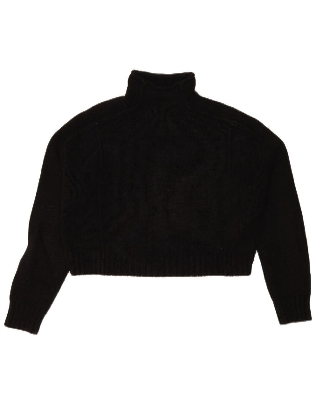 Zara Suéter feminino cropped oversized com gola redonda Reino Unido 10 pequeno preto