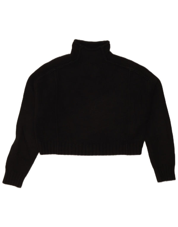 Zara Suéter feminino cropped oversized com gola redonda Reino Unido 10 pequeno preto