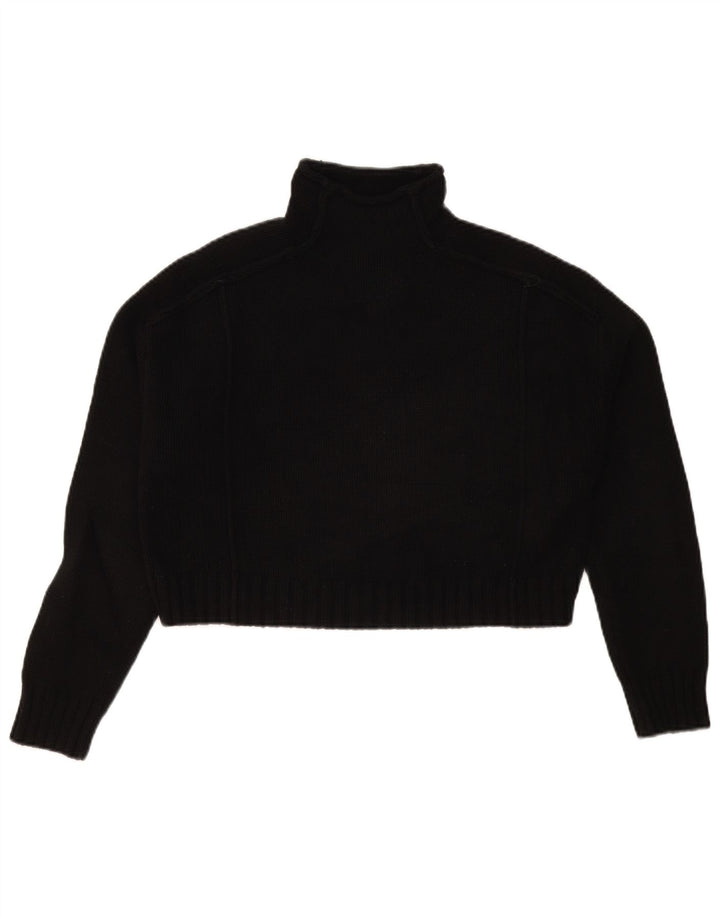 Zara Suéter feminino cropped oversized com gola redonda Reino Unido 10 pequeno preto
